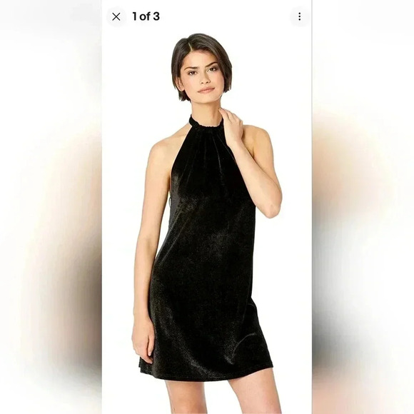 BISHOP & YOUNG Naomi Halter Dress NWT Size large Black velvet witchcore Matrix - Picture 1 of 8